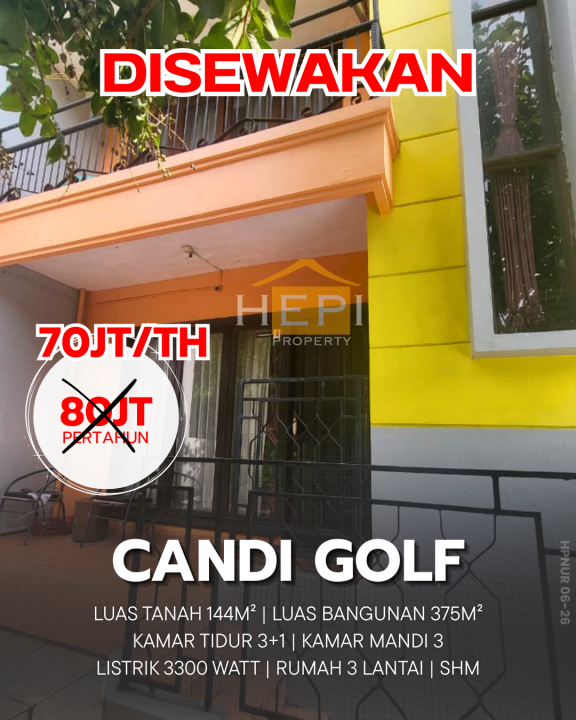 Rumah Minimalis Disewakan di Candi Golf, Semarang, Harga Ekonomis