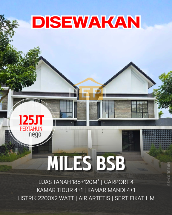 Kontrakan Murah di BSB City, Semarang, 5 KT, Harga 125 Juta /tahun