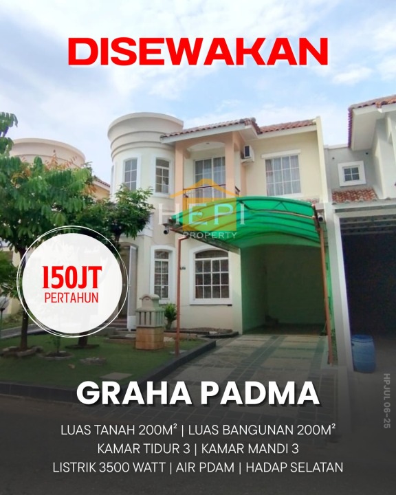 Disewakan Rumah Terjangkau di Graha Padma, Semarang, LT 200m²