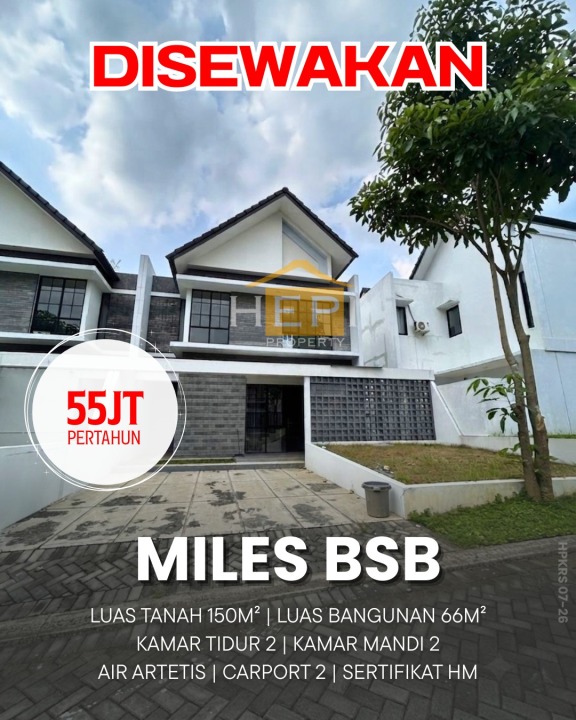 Dikontrakkan Rumah Terjangkau di BSB City, Semarang, LT 150m²
