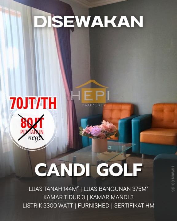Sewa Rumah Favorit di Candi Golf, Semarang, Harga Terjangkau