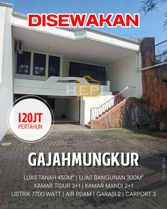 Dikontrakkan Rumah Murah di Gajah Mungkur, Semarang, LT 450m²