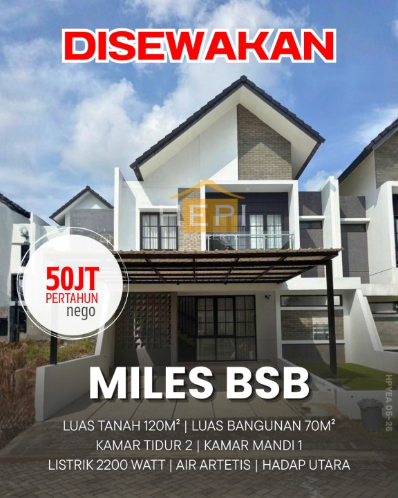 Rumah Minimalis Disewakan di BSB City, Semarang, Harga Ekonomis