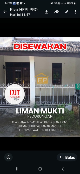Rumah Minimalis Disewakan di Semarang Timur, Semarang, Harga Ekonomis
