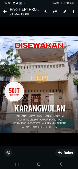 Rumah Minimalis Disewakan di Semarang Tengah, Semarang, Harga Ekonomis