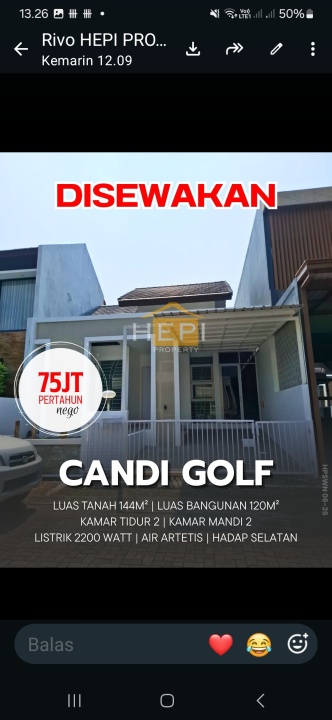 Dikontrakkan Rumah Murah di Jangli, Semarang, LT 144m²