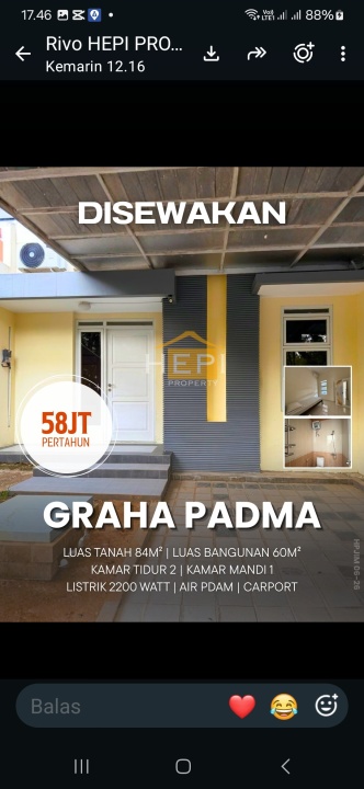 Sewa Rumah Terbaik di Graha Padma, Semarang, Harga Terjangkau