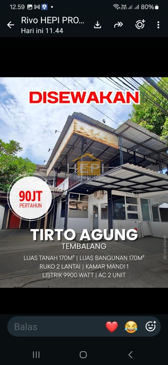 Rumah Sewaan Murah di Tembalang, Semarang,  KT, Harga 90 Juta /tahun