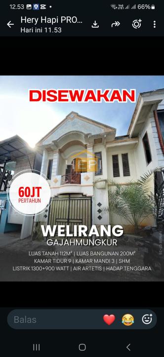 Rumah Minimalis Disewakan di Gajah Mungkur, Semarang, Harga Ekonomis