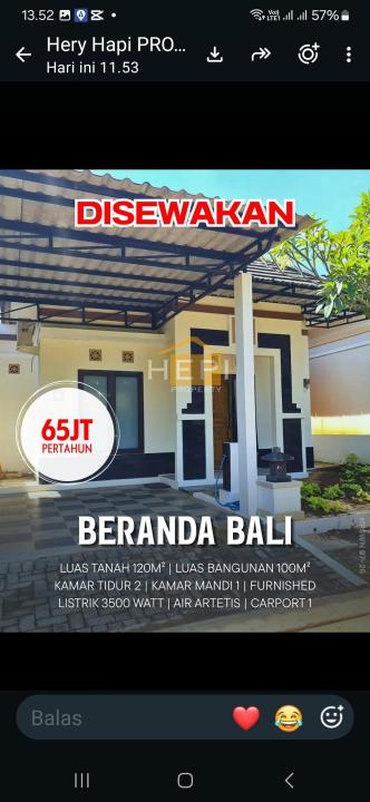 Di Sewakan Rumah Cantik.di Beranda Bali Bsb Semarang