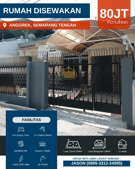 Rumah Sewa Nyaman Lokasi Semarang Tengah, Semarang, LB 188m²