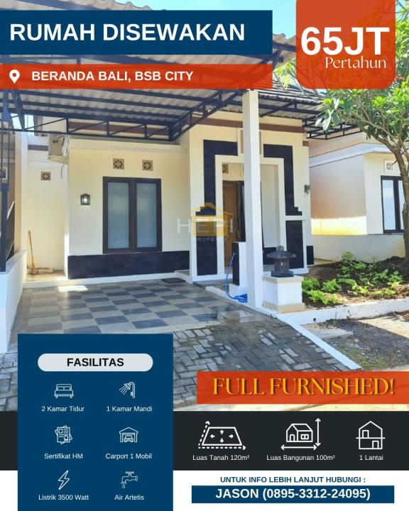 Disewakan Rumah Terjangkau di BSB City, Semarang, LT 120m²