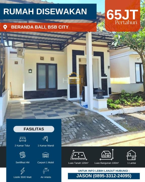 Kontrakan Murah di BSB City, Semarang, 2 KT, Harga 65 Juta /tahun