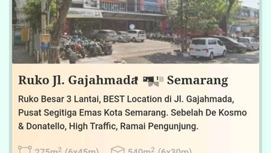 Ruko Strategis Di Jalan Raya Gajah Mada Semarang
