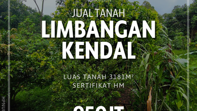 For Sale Tanah Eksklusif di Limbangan, Kendal, LT 3181m²