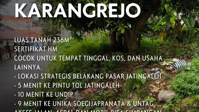 Tanah Nyaman untuk Hunian di Karang Rejo, Semarang, Luas 236m²