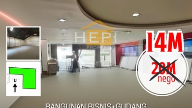 Bangunan Bisnis+Gudang Lokasi Super Strategis Pinggir Jalan Raya